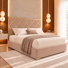 Sawyer Upholstered Soft Velvet Metal Bed Frame